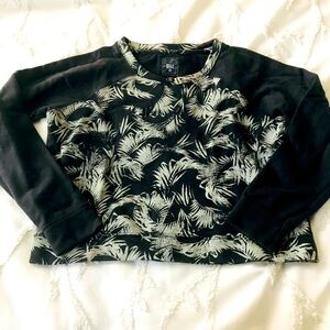 Billabong Black Palm Tree Cropped Pullover long sleeve crewneck